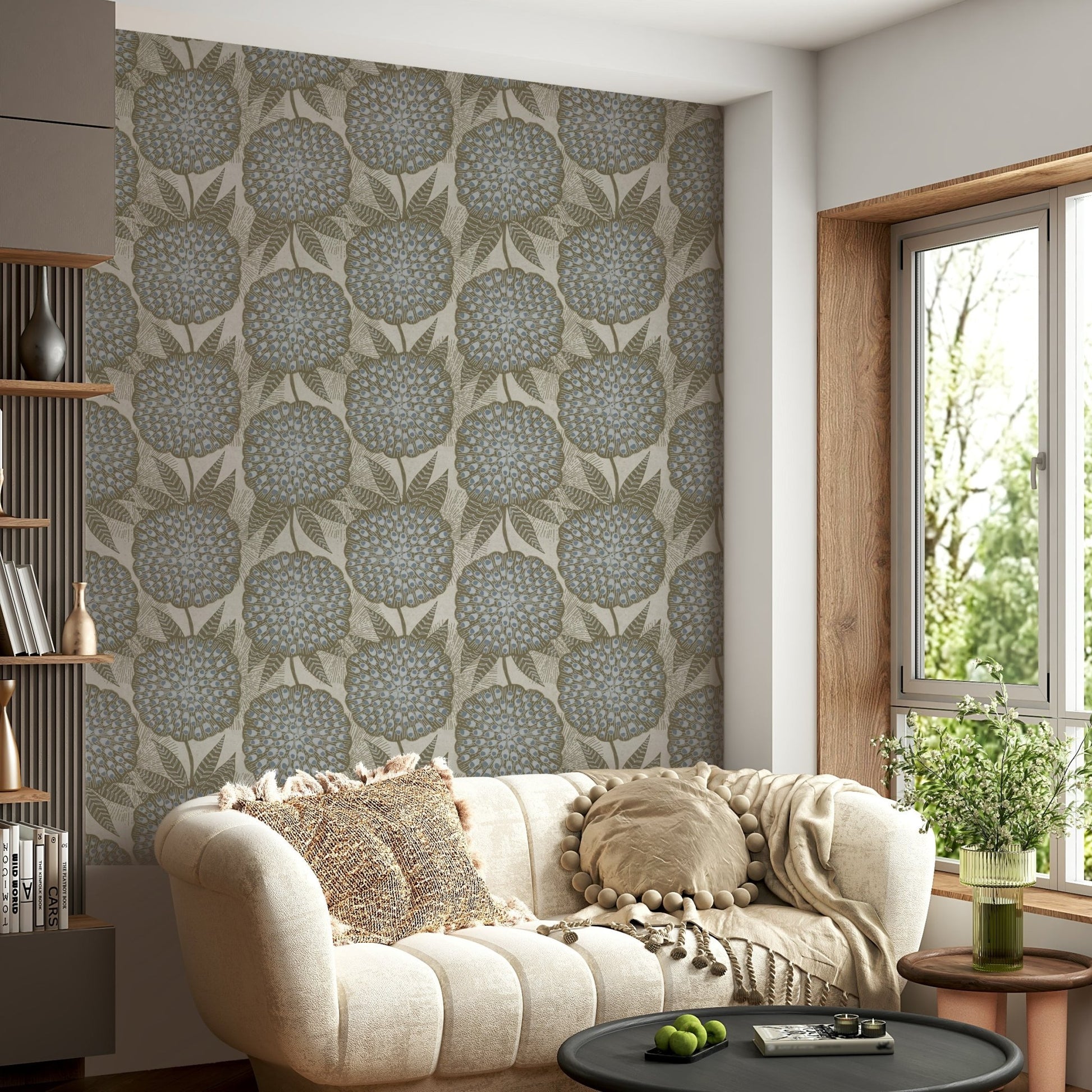 Marigold flower wallpaper with a soft, delicate design

