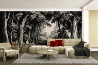 Into the Forest mural with soft off-white background

