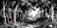 Moody forest wall art with minimalist contrast

