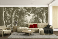 Into the Forest mural in modern olive colorway

