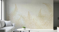 Textile look wall mural, Perlish inspired artistic fern leaves.