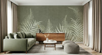 Tranquil fern patterned wall mural for an earthy interior décor.