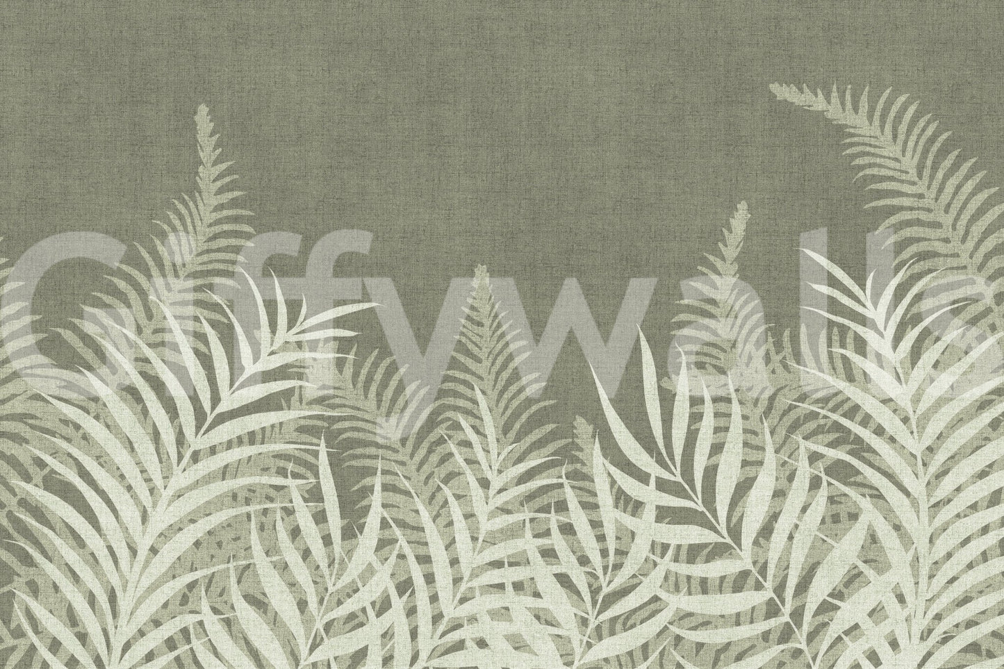 Nature inspired wallpaper with white tropical ferns, Jungle Sage.