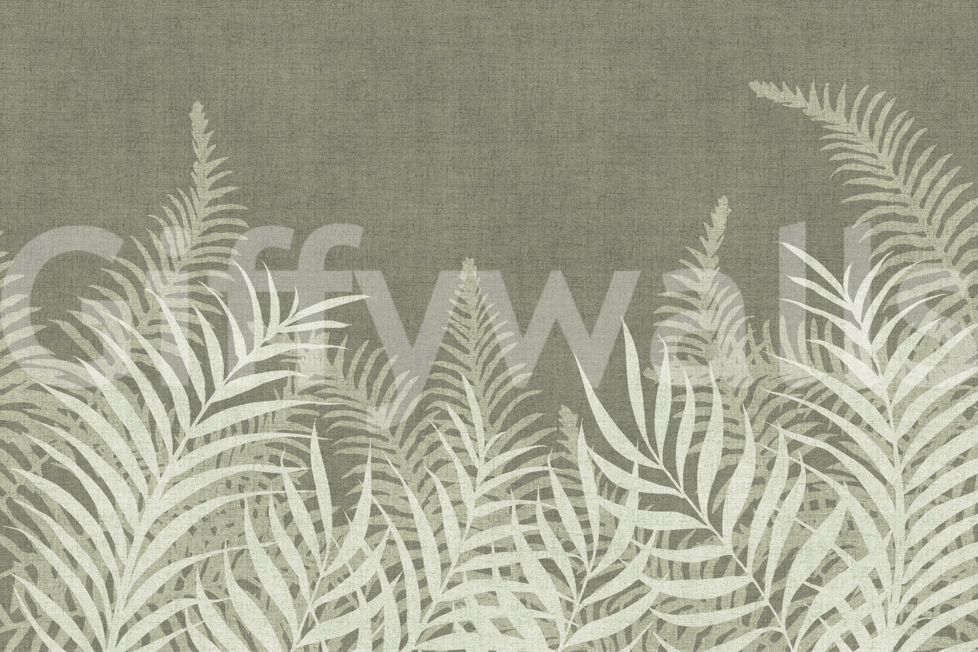 Nature inspired wallpaper with white tropical ferns, Jungle Sage.