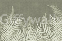 Nature inspired wallpaper with white tropical ferns, Jungle Sage.
