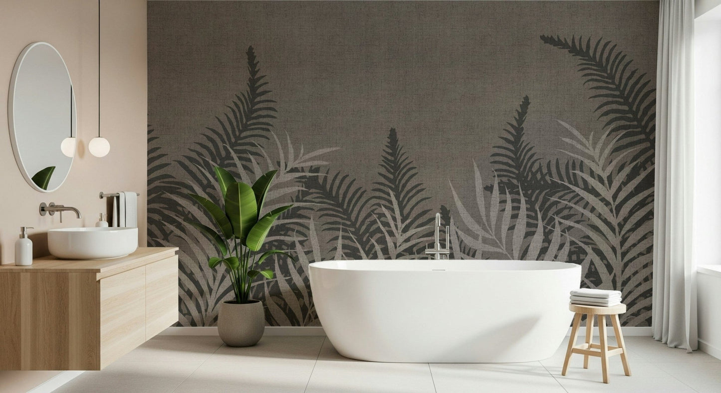Lush Taupe print, Into The Jungle design, modern wall finish.