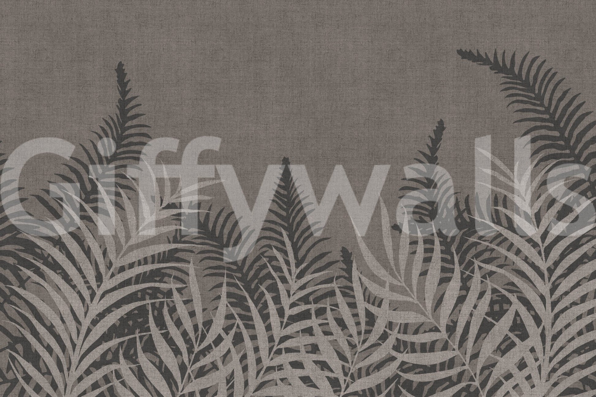 Calming Into The Jungle Taupe motif, designer botanical wallpaper.