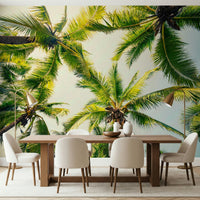 Island Breeze wallpaper, realistic palm foliage, summer escape feeling.
