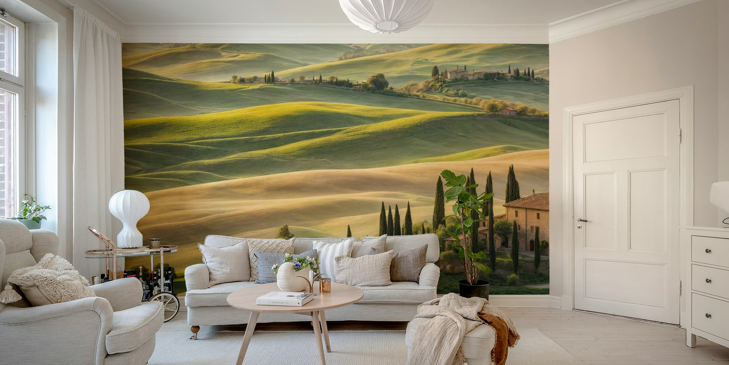 Soft sunlight over Tuscany wallpaper

