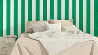 Timeless jade green and white striped wall covering

