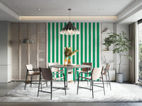 Simple jade green striped pattern wallpaper for walls

