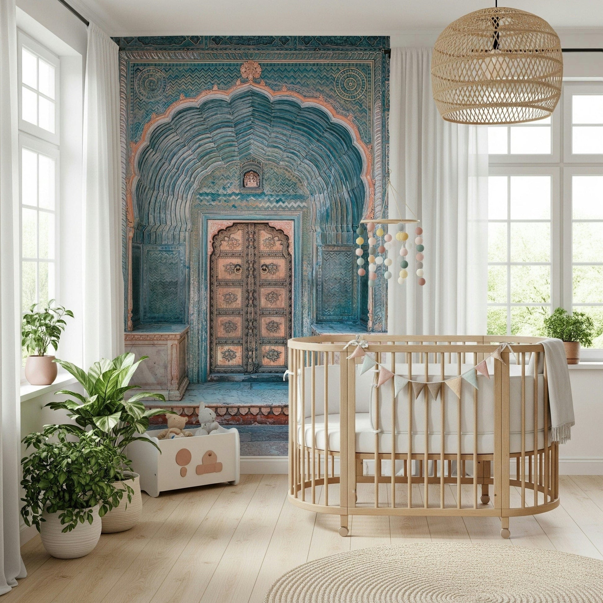 Indian Jaipur Archway wall decoration beautiful blue arch historical design.