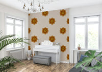 A beautiful modern art wall mural of linen flowers.