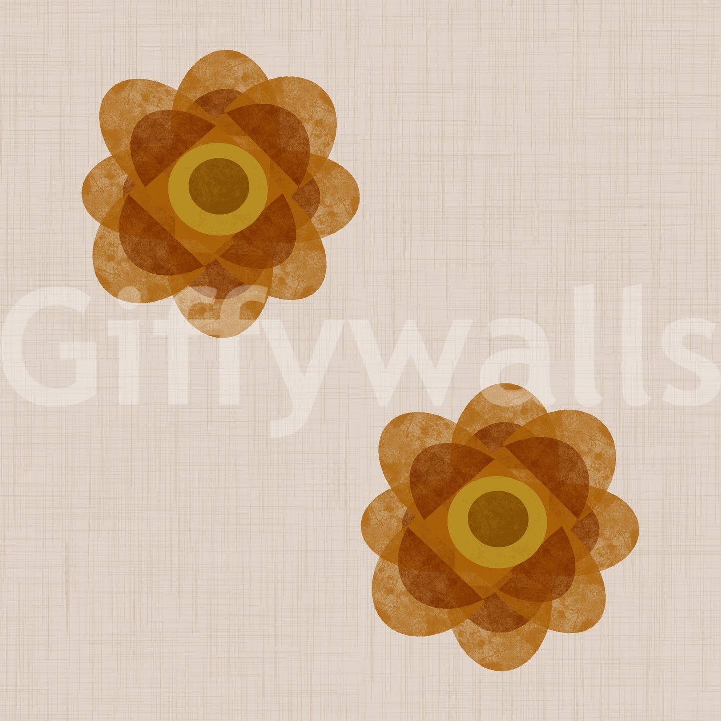 Japandi Bloom - Soft Linen Minimal Orange Floral Wallpaper⁠