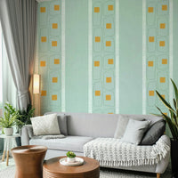 Elegant Japandi style wallpaper featuring blue lines

