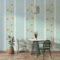 Minimalist Japandi frame lines wallpaper in soft blue

