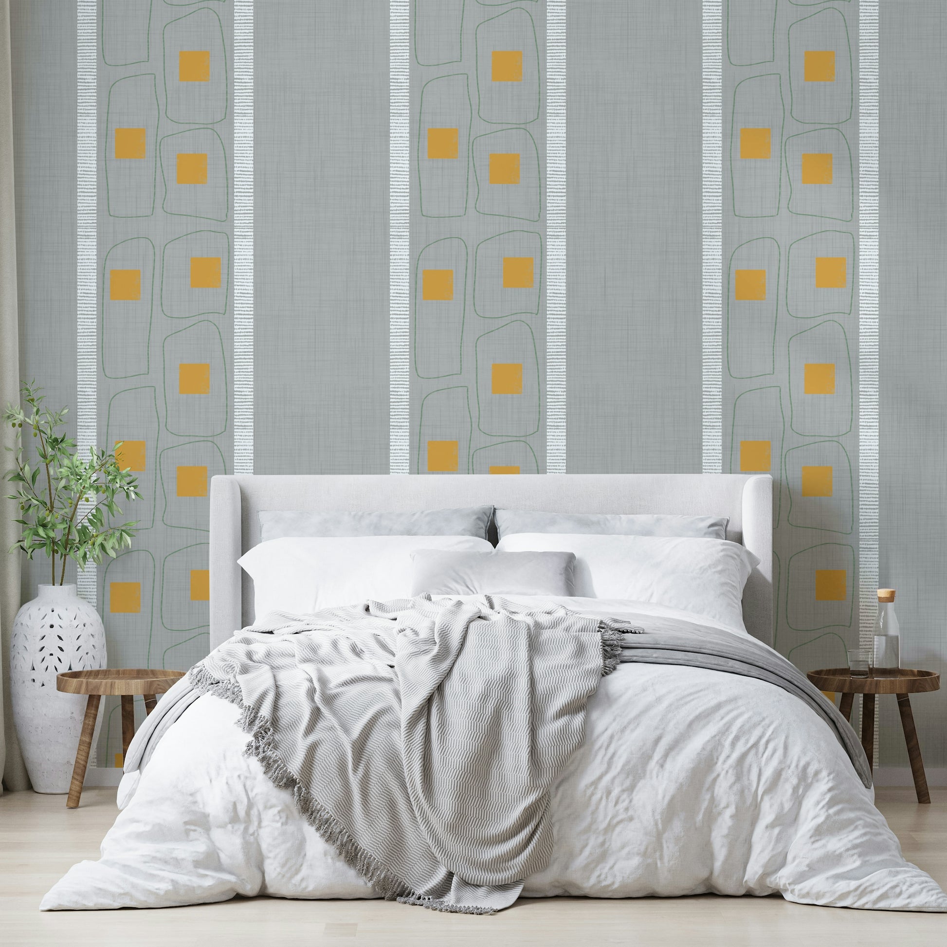 Elegant soft frame line pattern wallpaper

