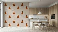 A peaceful Japandi design mural on decorative wallpaper.

