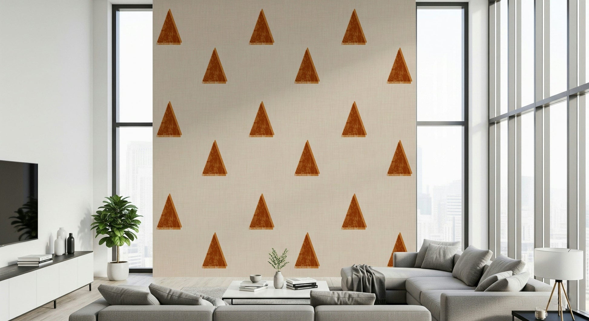 A serene abstract forest wall mural for minimalist decor.

