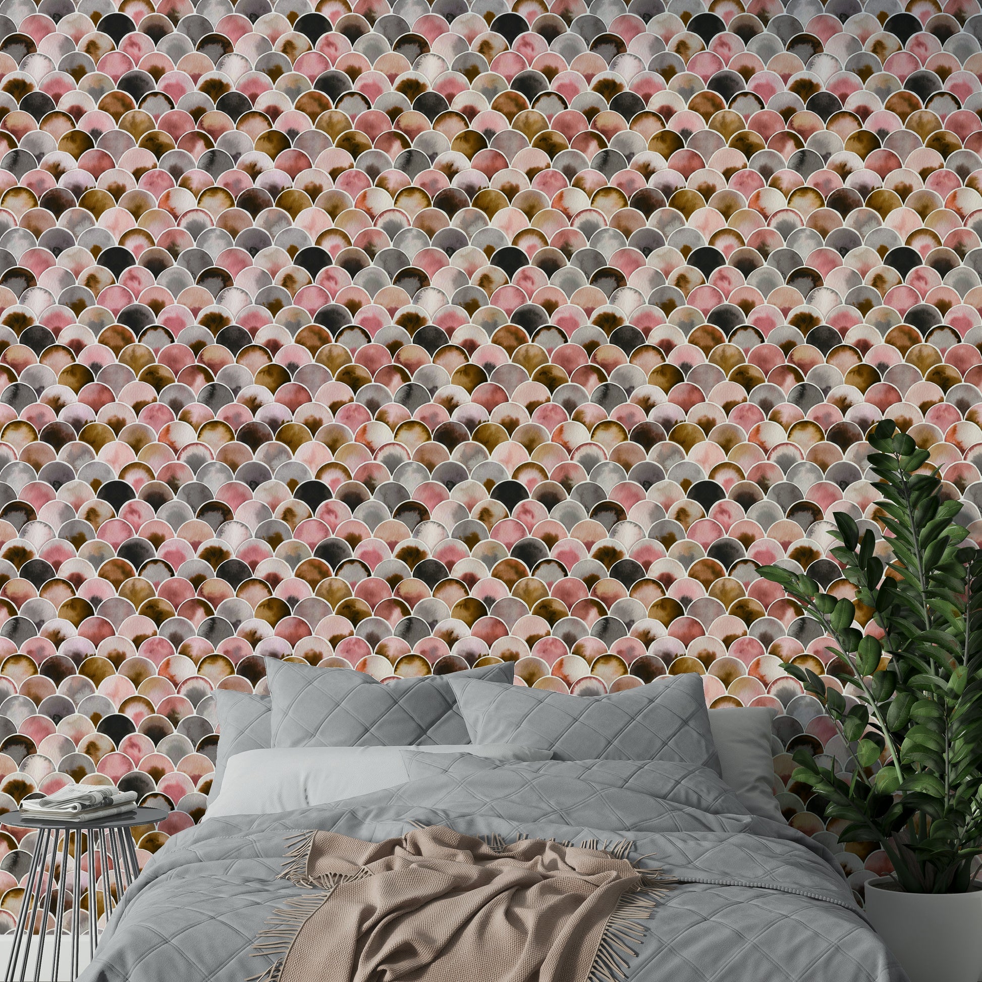 Elegant Japandi wallpaper with vintage flair

