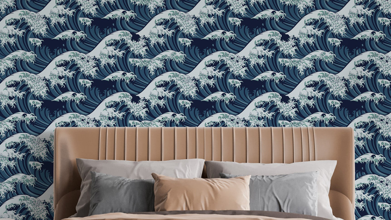 Japanese Great Wave wallpaper pattern