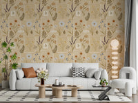 Jardin des Fleurs collage muted wallpaper brings calm feel to home office