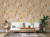 Wildflower collage Jardin des Fleurs Collage Vintage Wallpaper.