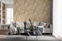 Living space enhanced by Jardin des Fleurs collage wallpaper soft floral mix