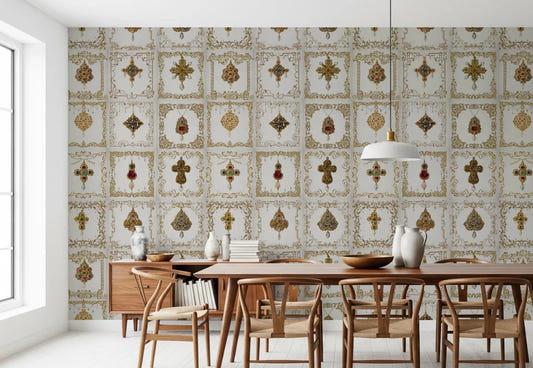 Jeweled Elegance wall mural adding a refined look to a formal dining room