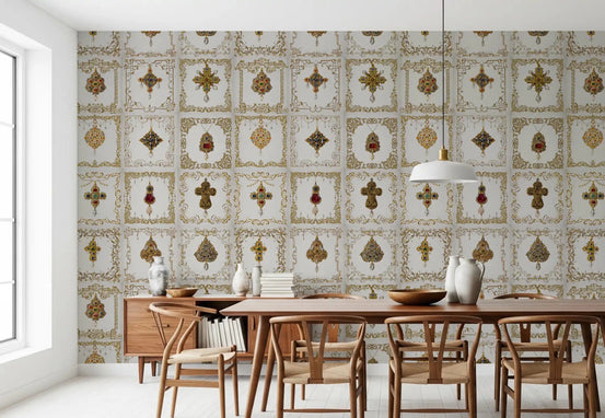 Jeweled Elegance wall mural adding a refined look to a formal dining room