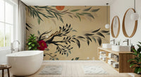 Detailed mural of traditional Joseon floral patterns in soft colors