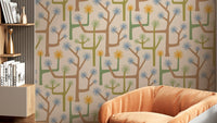 Stylized Joshua trees and desert cacti.

