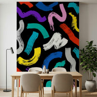 Vibrant Abstract Brushstroke Wall Mural – Bold wallpaper design with artistic, colorful brushstroke motifs.