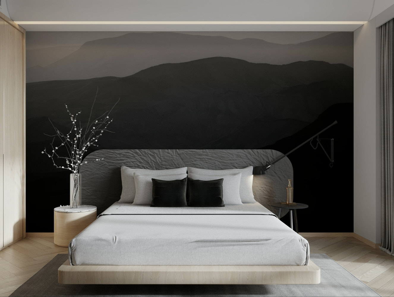 A beautiful panoramic view wall mural for a living room.

