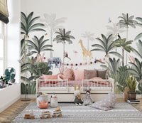 Tropical Jungle Animal Wall Mural - Giffywalls