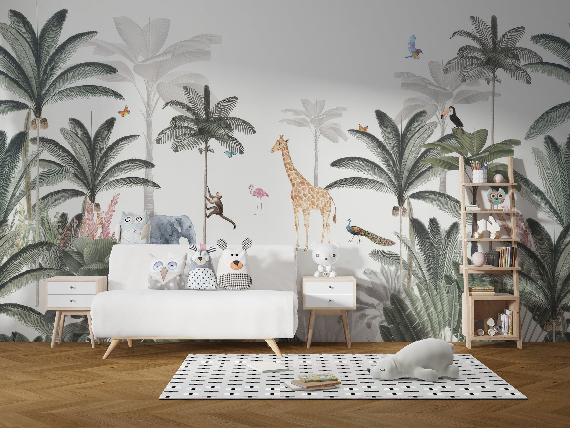Jungle animals and plants wall mural
