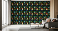 Jungle Birds Exotic Botanical Paradise Wallpaper⁠