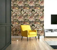 Jungle-inspired wallpaper with exotic wildlife and vibrant colors

