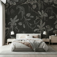 Nature-inspired wall art depicting a serene jungle under twilight skies