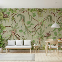 Decorative wall art showing a vibrant tropical jungle filled with wildlife