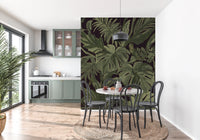 Jungle Monstera Tropical Midnight Wall Mural