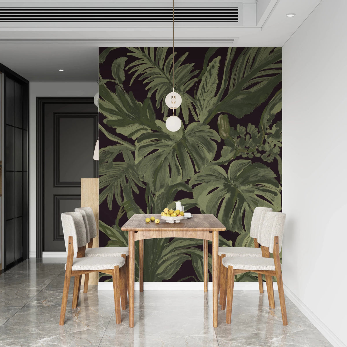 Jungle Monstera Tropical Midnight Wall Mural