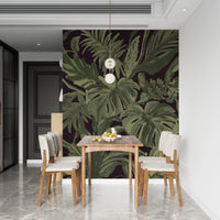Jungle Monstera Tropical Midnight Wall Mural