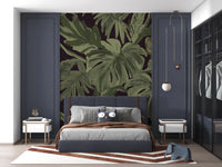 Jungle Monstera Tropical Midnight Wall Mural