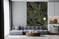Jungle Monstera Tropical Midnight Wall Mural