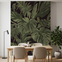 Jungle Monstera Tropical Midnight Wall Mural