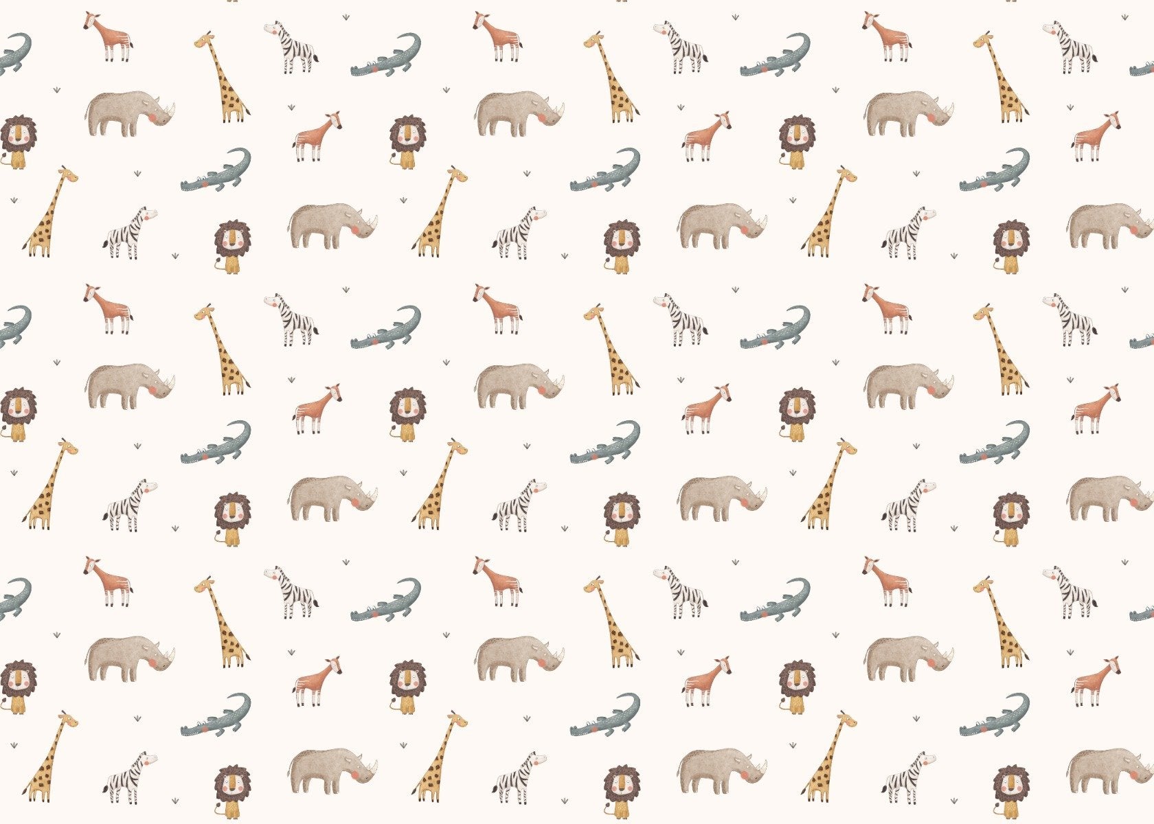 Jungle Safari Animals wallpaper with detailed wildlife silhouettes and tropical leaves.