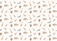 Jungle Safari Animals wallpaper with detailed wildlife silhouettes and tropical leaves.