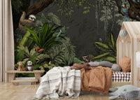 Peaceful jungle Vista Night mural for bedroom or living room decor.

