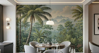 Tropical paradise illustration makes stunning Jungle Vista mural wallpaper.